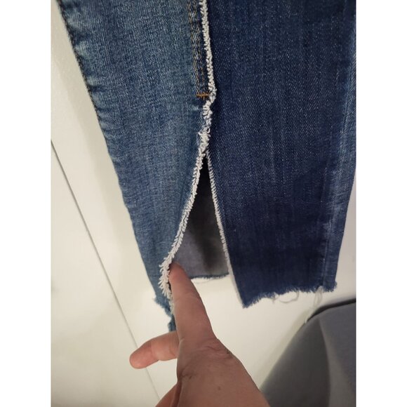 BLANK NYC Shadow Seam Distressed Two-Tone Blue Skinny Jeans Womens SZ 28 Cropped - Picture 4 of 14
